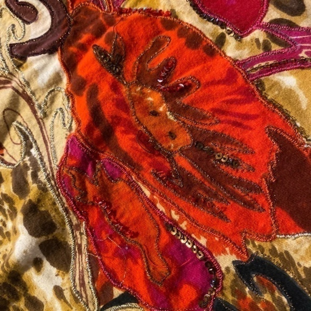 Choices Floral and Animal Print Top with Embellishments - Picture 5 of 10